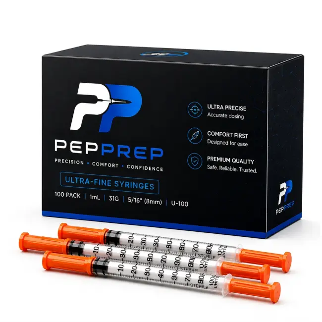 PepPrep 31G · 5/16" (8 mm) 100U Ultra-Fine Syringes
